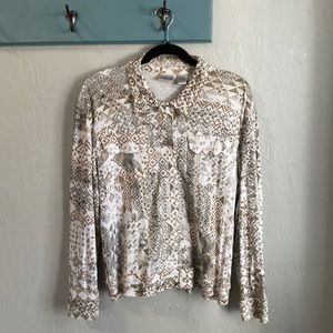 CHICO’S BUTTON UP GEOMETRIC TRIBAL VINTAGE BLOUSE | SIZE: 1